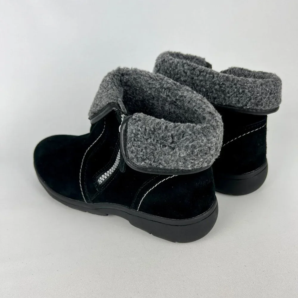 Khombu Womens Black Waterproof Shearling Lined Zip Winter Ankle Boots size 8